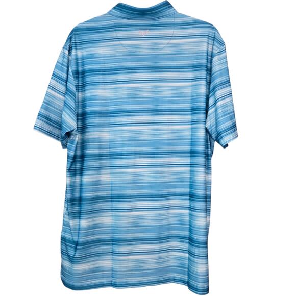 Hickey Freeman Golf Polo Shirt Striped Teal Turquoise NWT Size Large - Picture 7 of 12